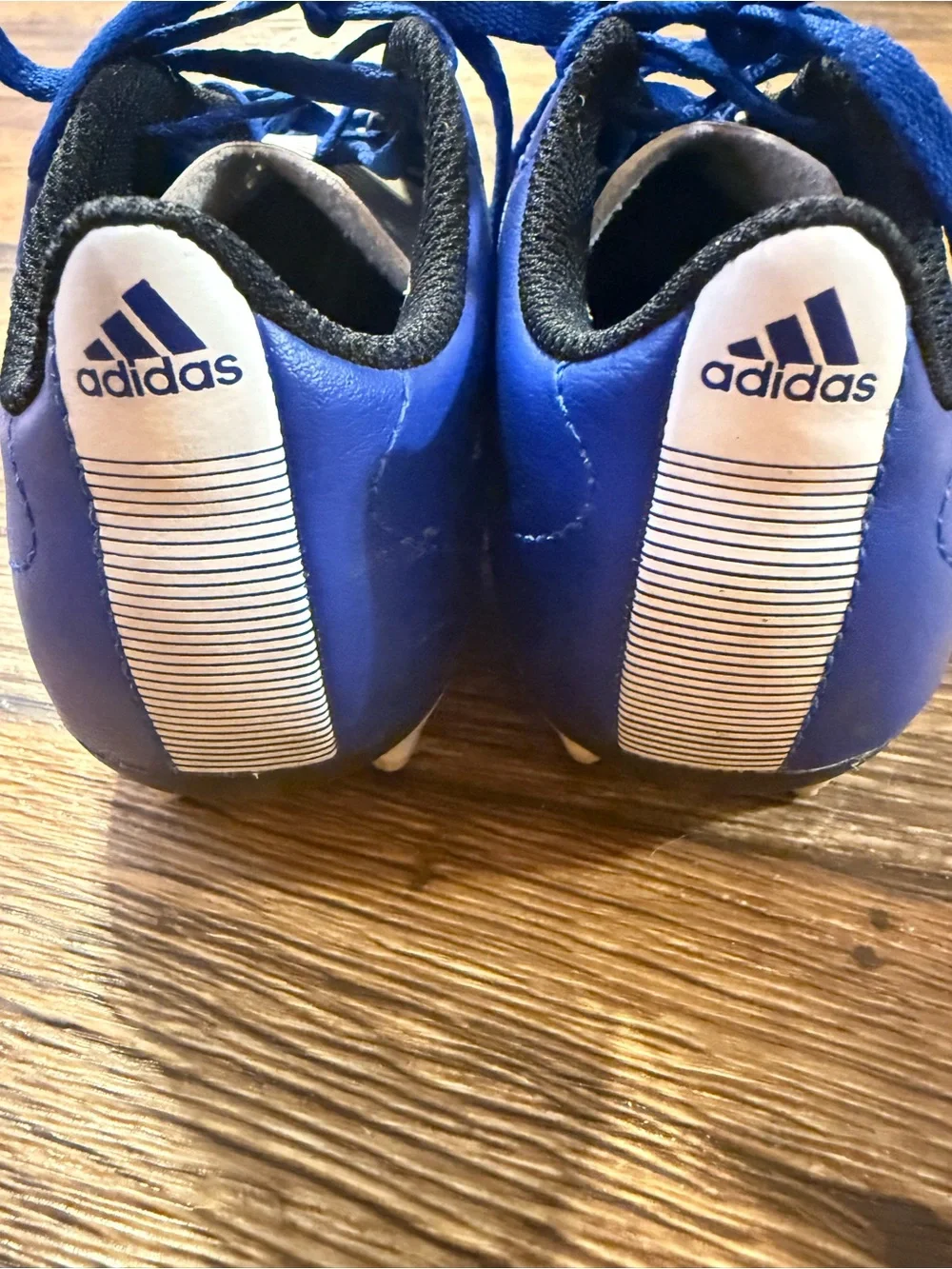 Adidas Kids Blue Soccer cleats with White Stripes- size: 12